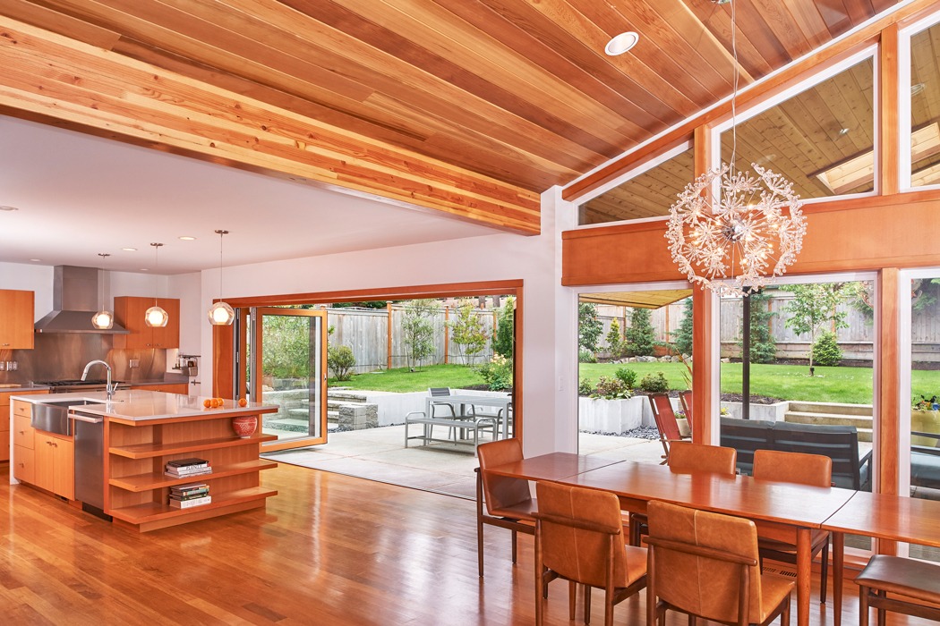 Mid Century Modern Living Room Vaulted Ceiling